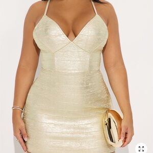 Elegant Gold Halter Dress